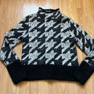 Worthington Wool Alpaca Blend Mock Neck Houndstooth Sweater Women’s Small Y2k